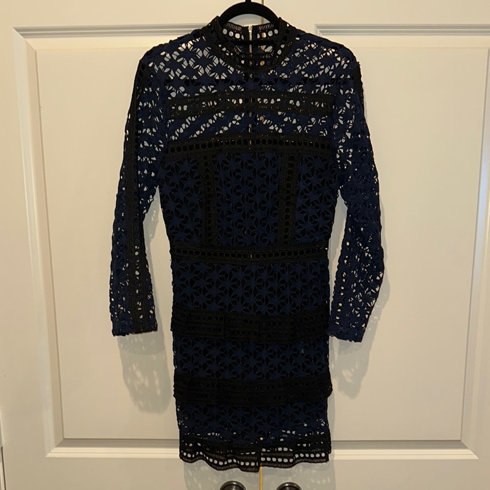 Navy Crochet Lace Dress